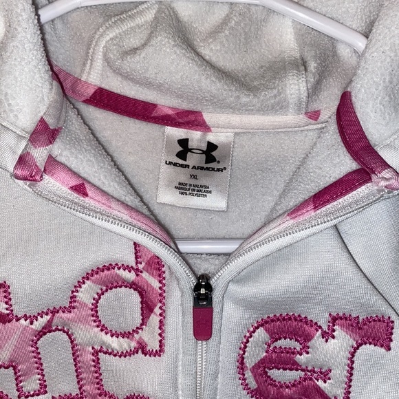 LIKE NEW~UNDER ARMOUR EMBROIDERED FLEECE ZIP UP HOODIE~YOUTH XL - Picture 4 of 6